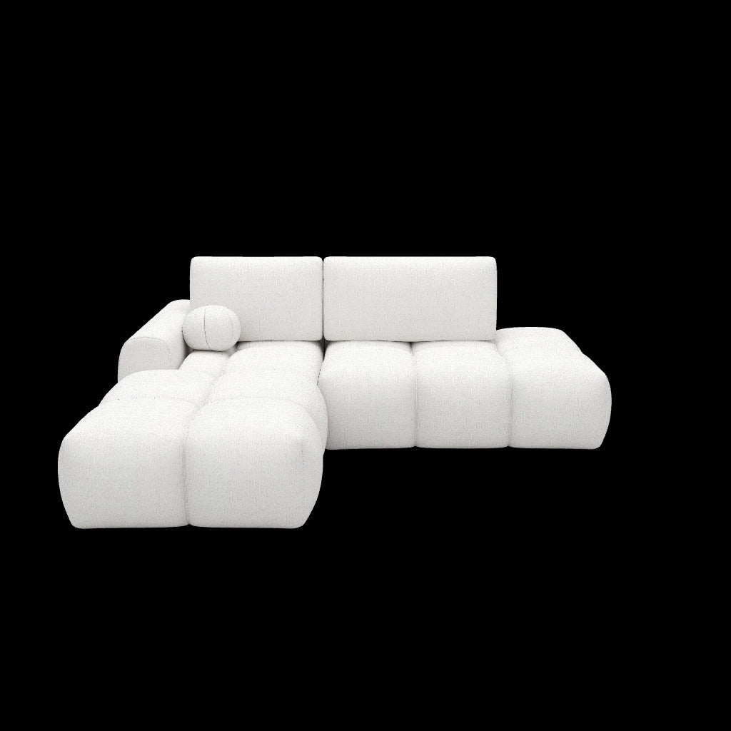 Wizualizacja 3D narożnika Vittario w białym kolorze do salonu soft living