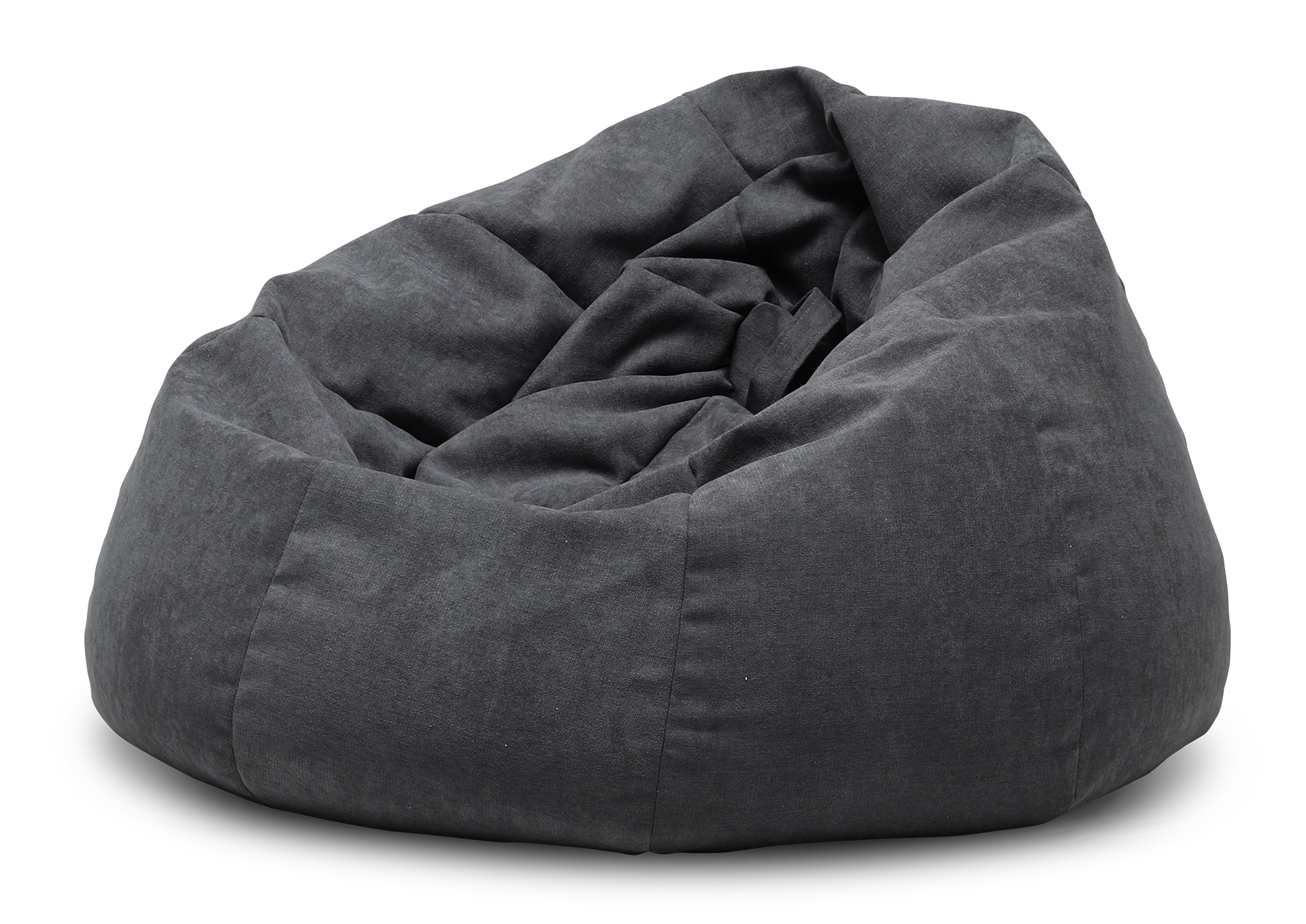 Granatowa pufa worek Como w tkaninie Poco 40, prezentowana na przezroczystym tle – nowoczesny, miękki i komfortowy mebel wypoczynkowy w minimalistycznym stylu.