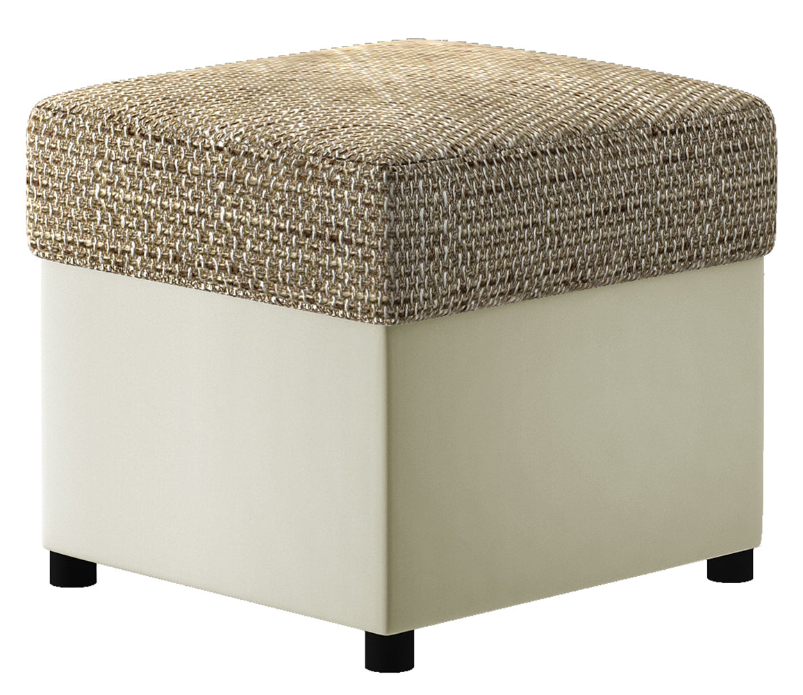 Pufa R3 w kolorze Berlin 03 ciemnobeżowy z jasnobeżową podstawą Soft 33, widok produktu na białym tle.