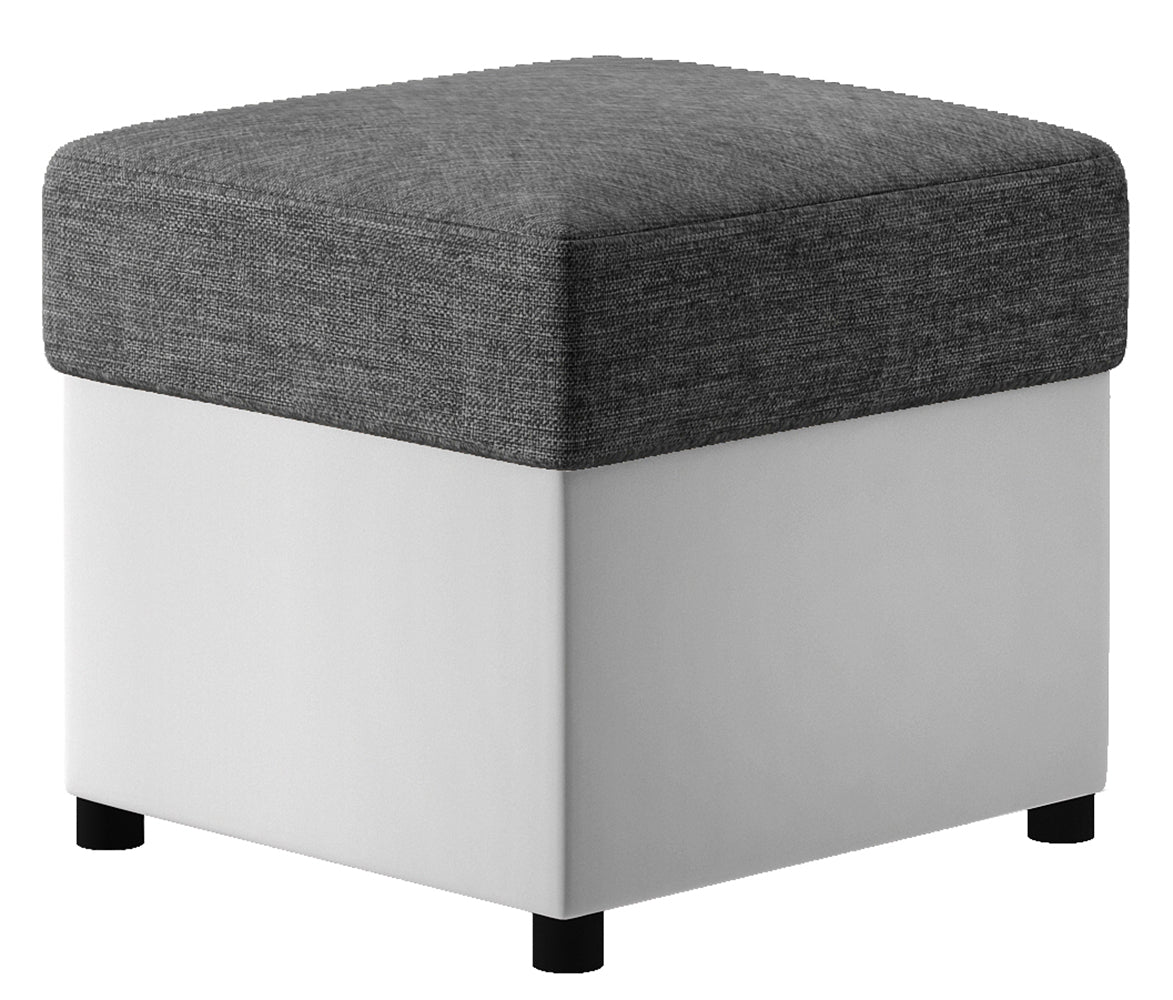 Pufa R3 w kolorze Sawana 05 ciemnoszary z białą podstawą Soft 17, widok produktu na białym tle.