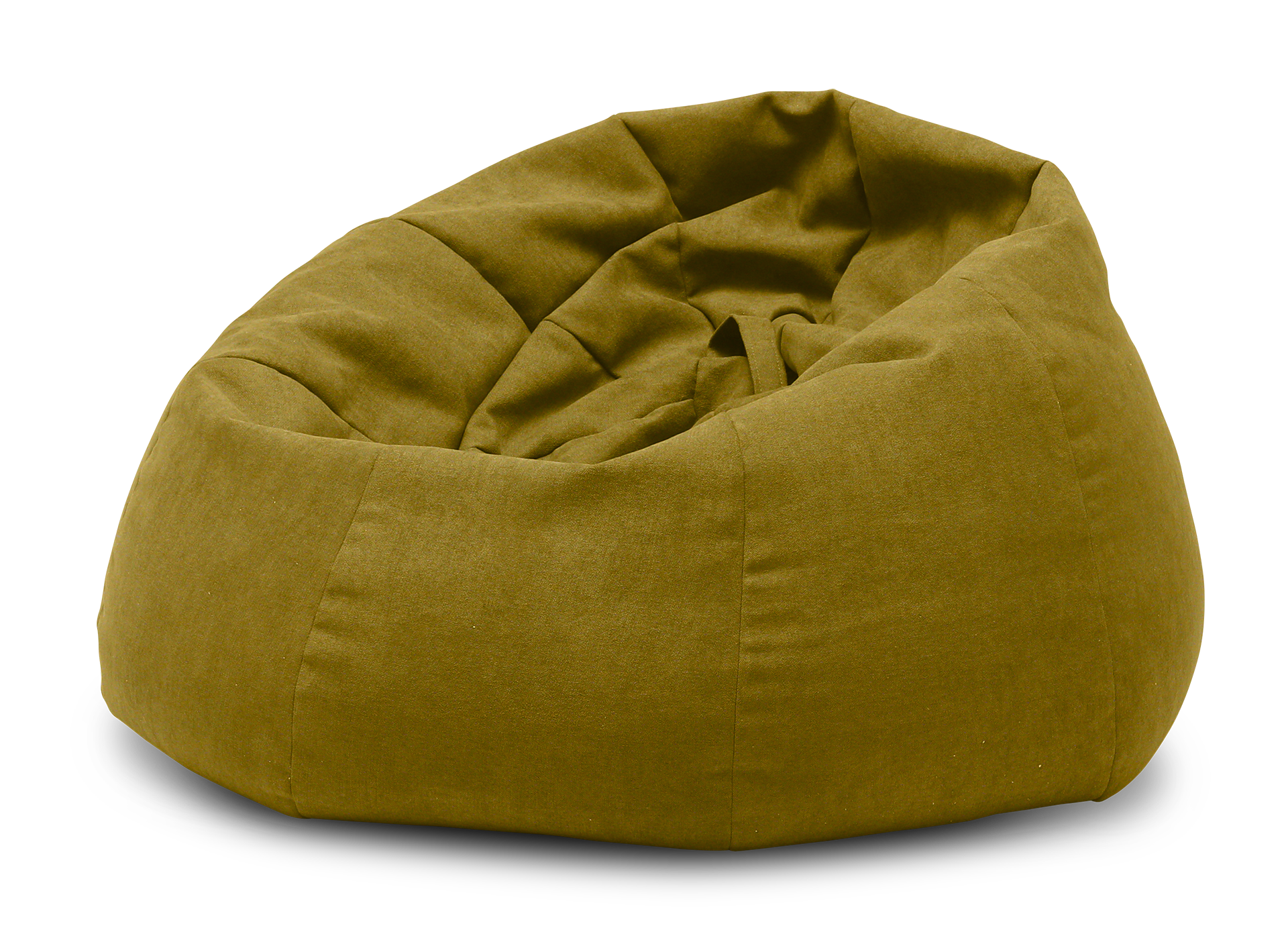 Pufa typu worek Como w tkaninie Poco 50 w kolorze żółtym, widok studyjny na białym tle.