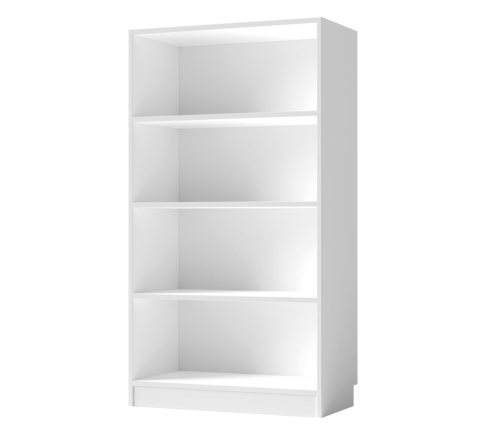 Biały regał Pocett z czterema półkami – minimalistyczny mebel do przechowywania, idealny do nowoczesnego salonu lub biura.