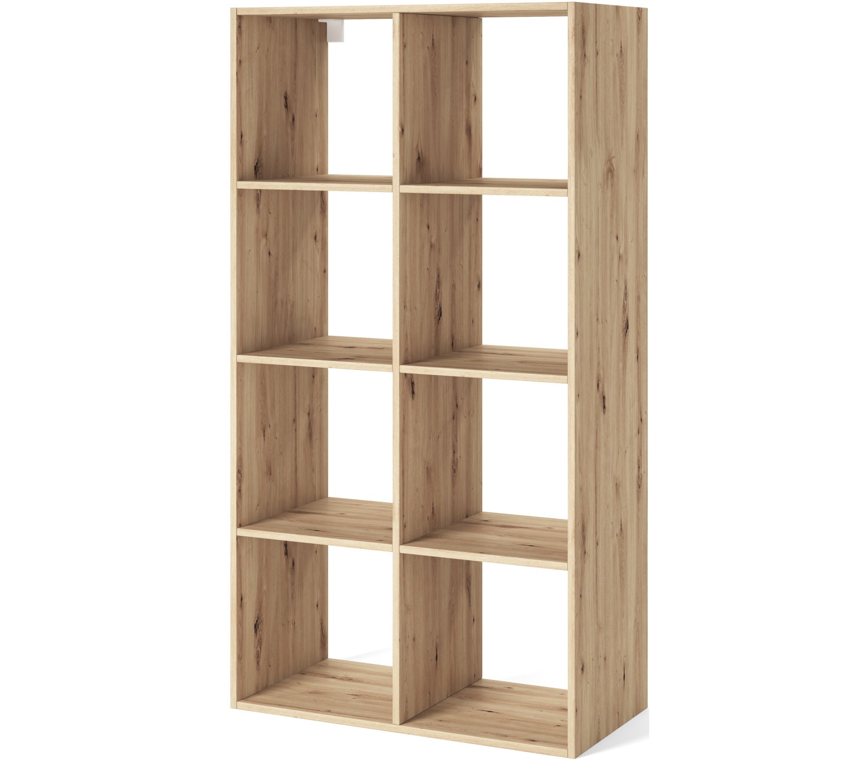 Regał Postto dąb artisan z ośmioma wnękami – funkcjonalny podział przestrzeni, idealny do salonu lub biura.