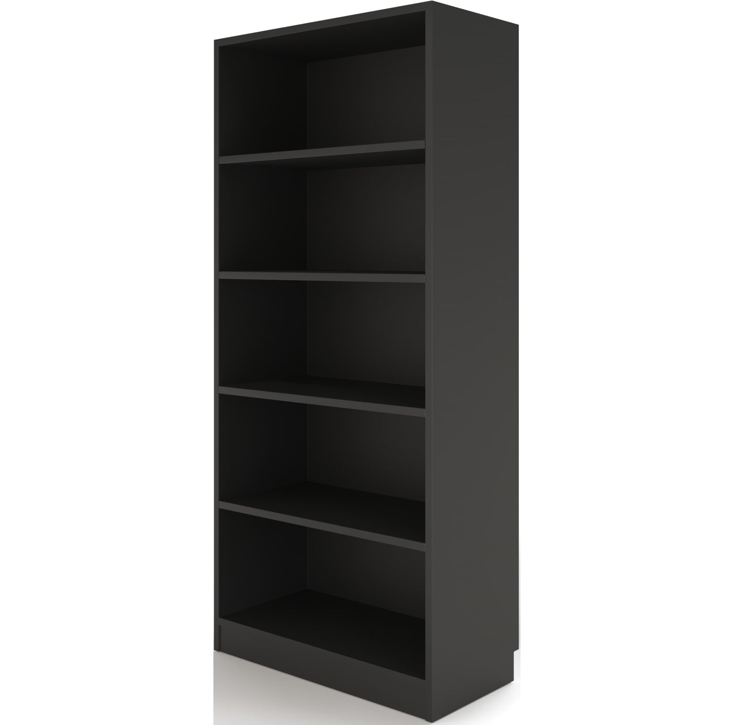 Nowoczesny czarny regał Seilf z pięcioma półkami – minimalistyczny design idealny do salonu, biura lub gabinetu.