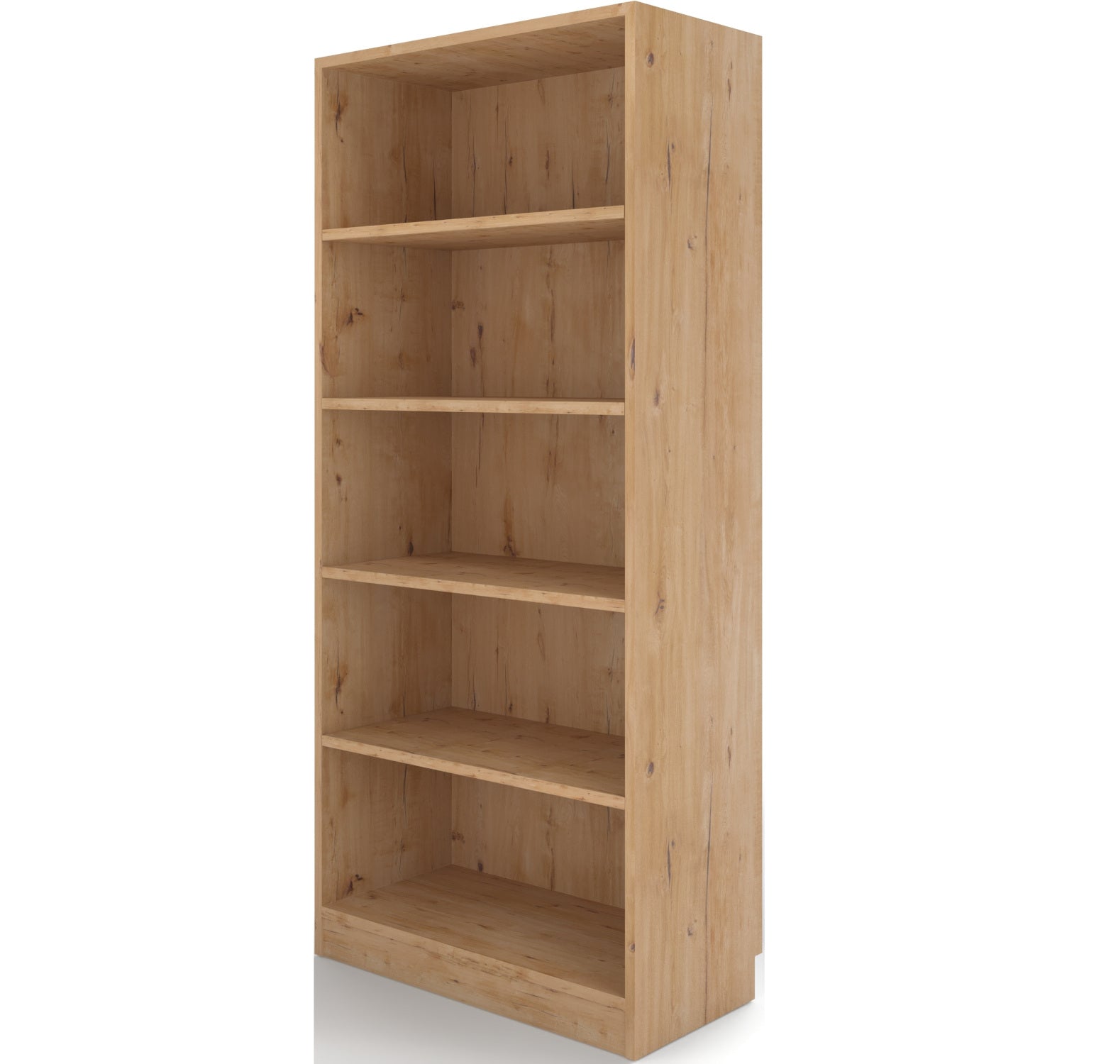 Regał Seilf w dekorze dąb artisan to połączenie naturalnej estetyki z funkcjonalnością – pięć półek na książki i dekoracje.