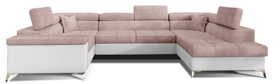Designerski narożnik Thiago prawy wykonany z tkanin Omega 91 i Soft 17 prezentuje minimalistyczną bryłę, regulowane zagłówki oraz komfortowe siedziska. Funkcjonalny narożnik do rodzinnego salonu zapewnia wysoki komfort wypoczynku każdego dnia.