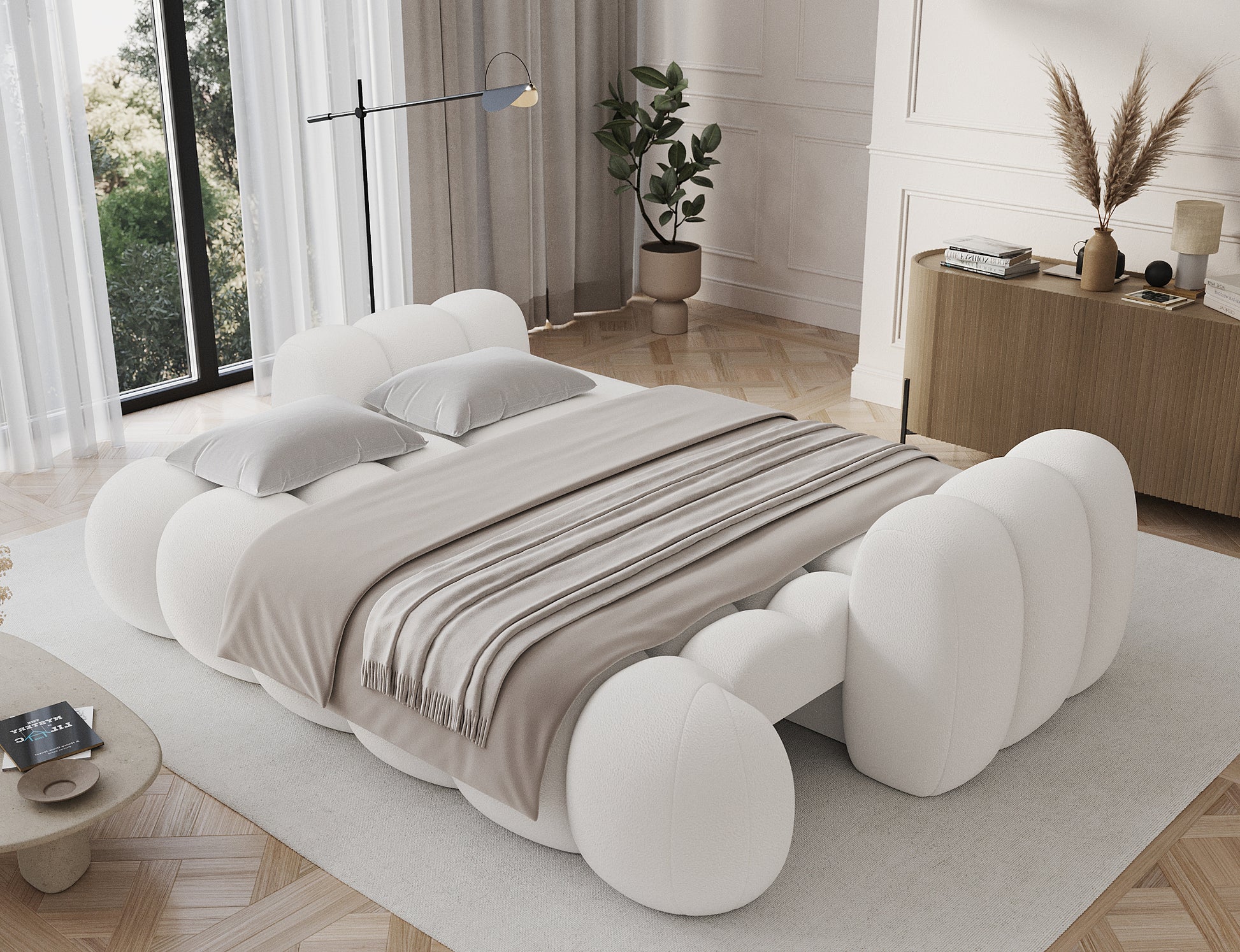 Big Sofa Cotonn w tkaninie Paolli 01 biały z funkcją spania – eleganckie i nowoczesne rozwiązanie do komfortowego wypoczynku.