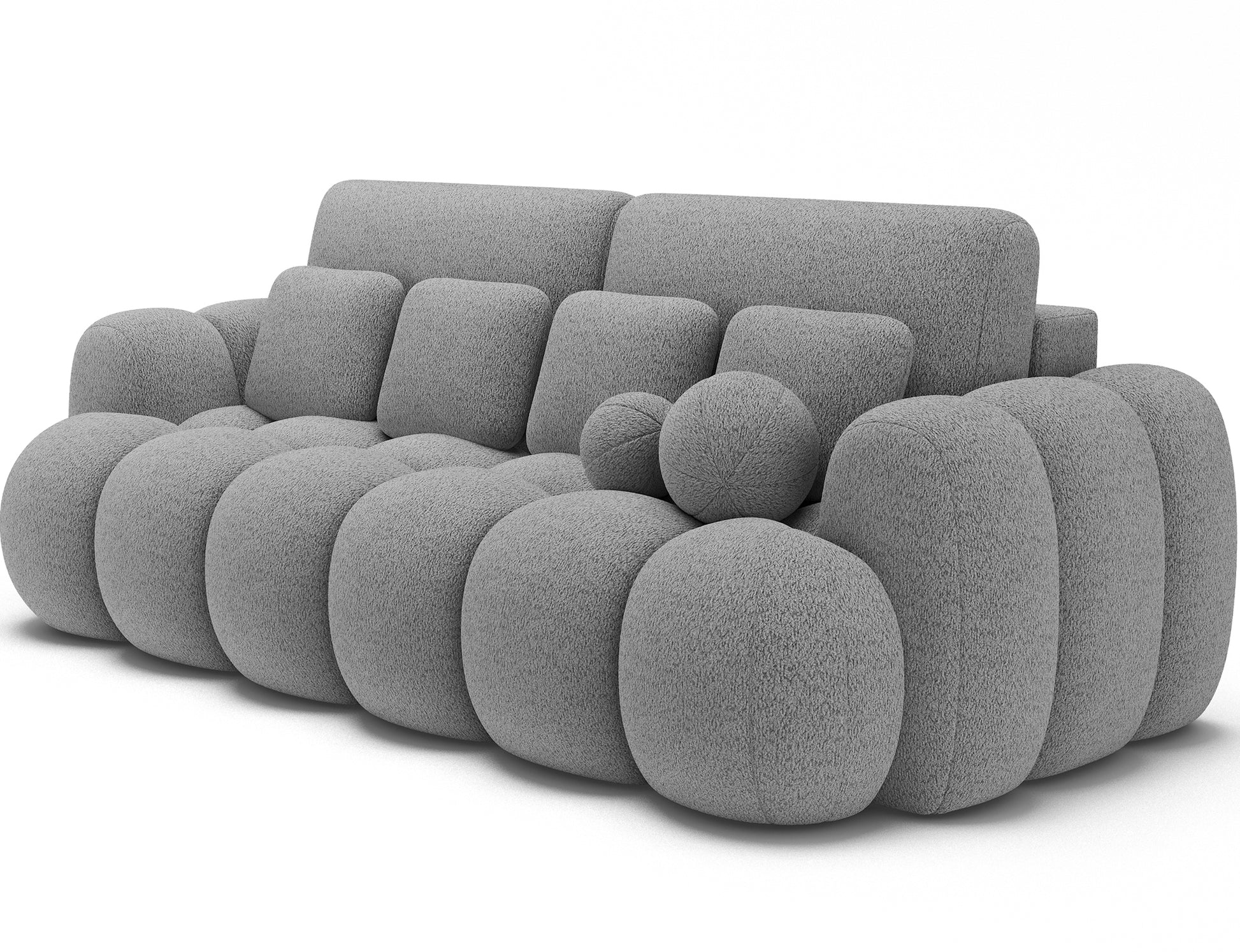 Big sofa Cotonn w tkaninie Royal 04 szary, widok pod kątem z prawej strony, nowoczesna bryła i poduszki w zestawie.