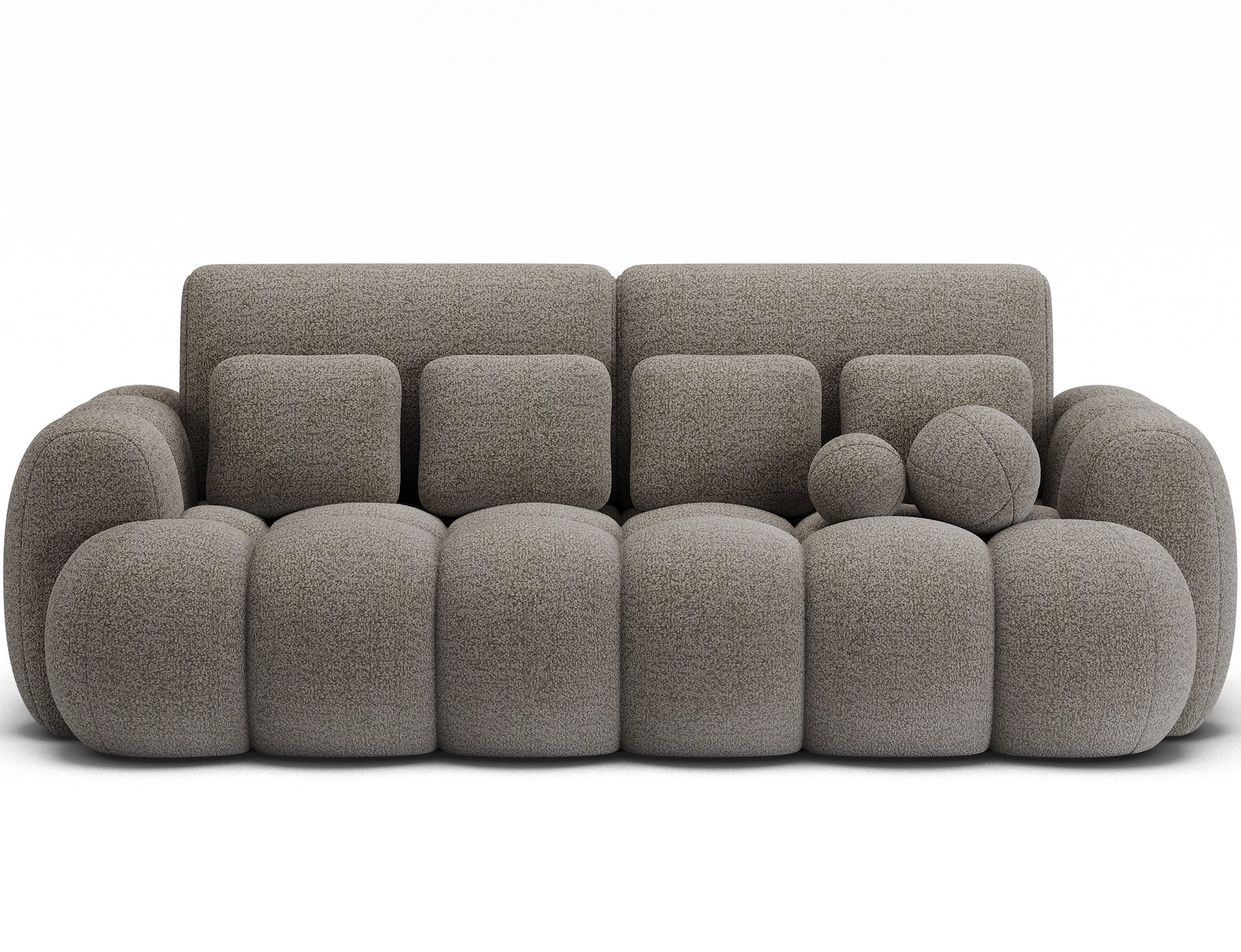 Sofa Cotonn Royal 20 w kolorze beżowym, ujęcie na wprost – nowoczesna forma i miękka, pikowana struktura.