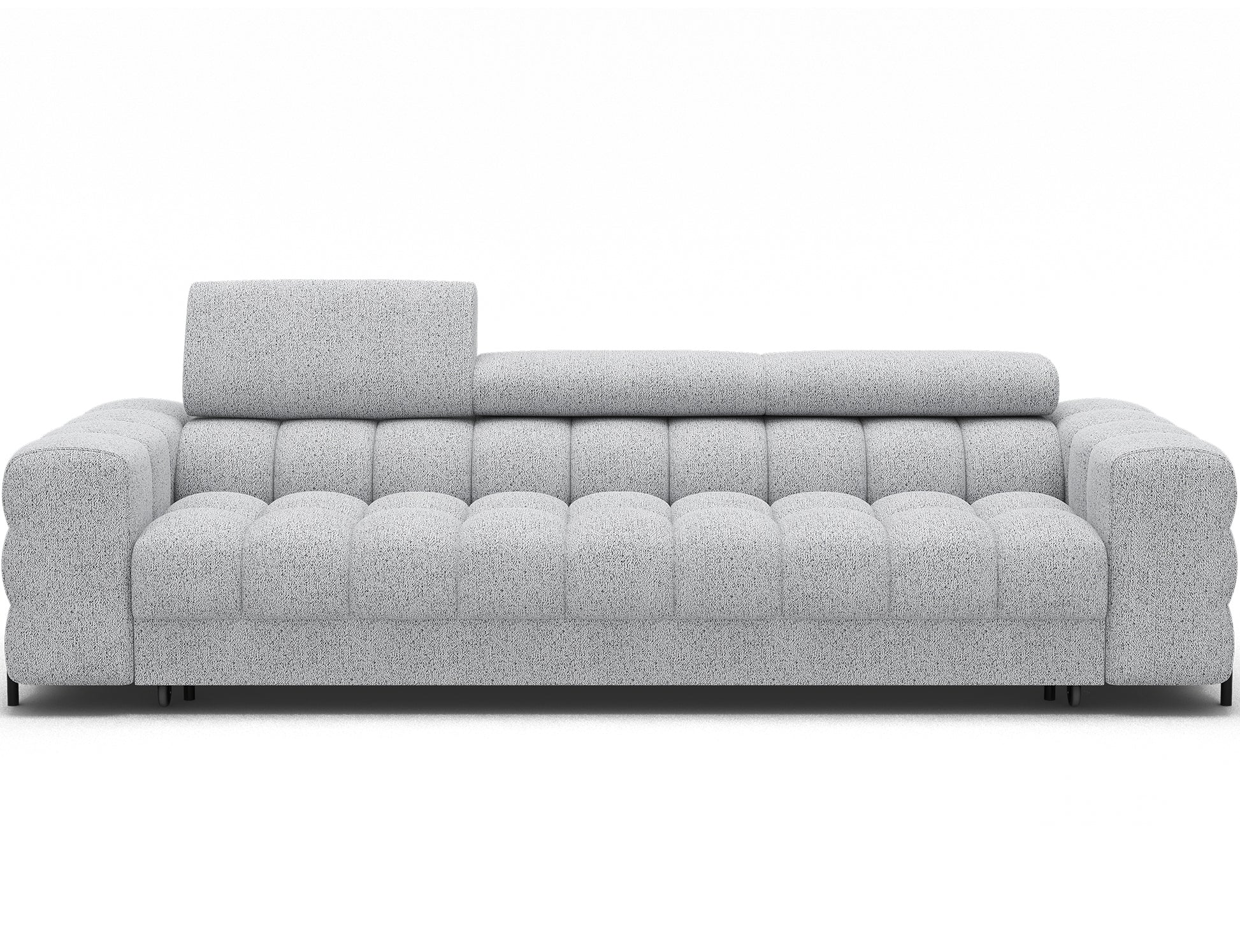Sofa Festello Coralline 01 alabastrowo-czarny – trzyosobowa sofa z funkcją spania i regulowanymi zagłówkami, idealna do nowoczesnego salonu.