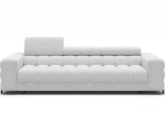 Sofa Festello Royal 01 mleczna biel – nowoczesna trzyosobowa kanapa z funkcją spania i regulowanymi zagłówkami do eleganckiego salonu.