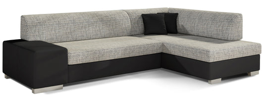 Sofa narożna prawa ELTAP, tkanina Berlin 01 szary i Soft 11 czarny – widok główny