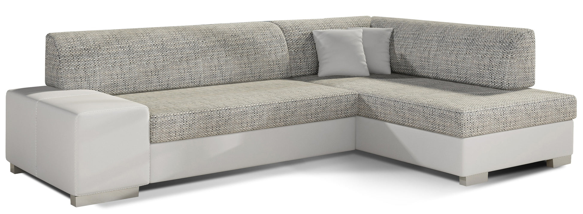 Sofa narożna prawa ELTAP, tkanina Berlin 01 szary i Soft 17 biały – widok główny