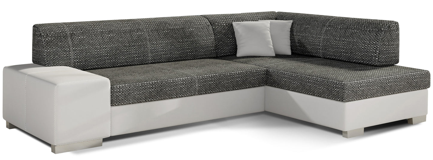 Sofa narożna prawa ELTAP, tkanina Berlin 02 szary i Soft 17 biały – widok główny