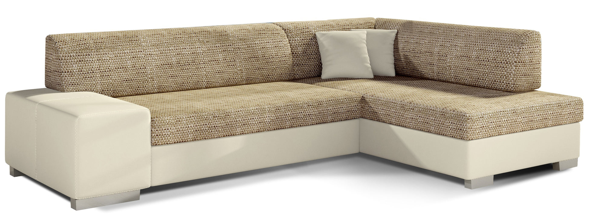 Sofa narożna prawa ELTAP, tkanina Berlin 03 beżowy i Soft 33 beżowy – widok główny