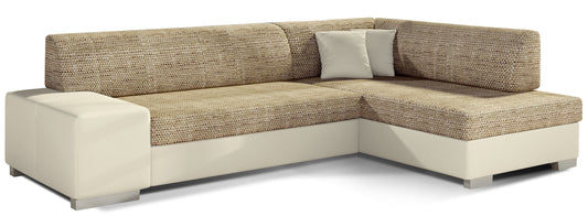 Sofa narożna prawa ELTAP, tkanina Berlin 03 beżowy i Soft 33 beżowy – widok główny