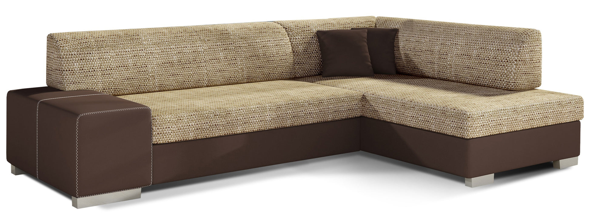 Sofa narożna prawa ELTAP, tkanina Berlin 03 beżowy i Soft 66 brązowy – widok główny