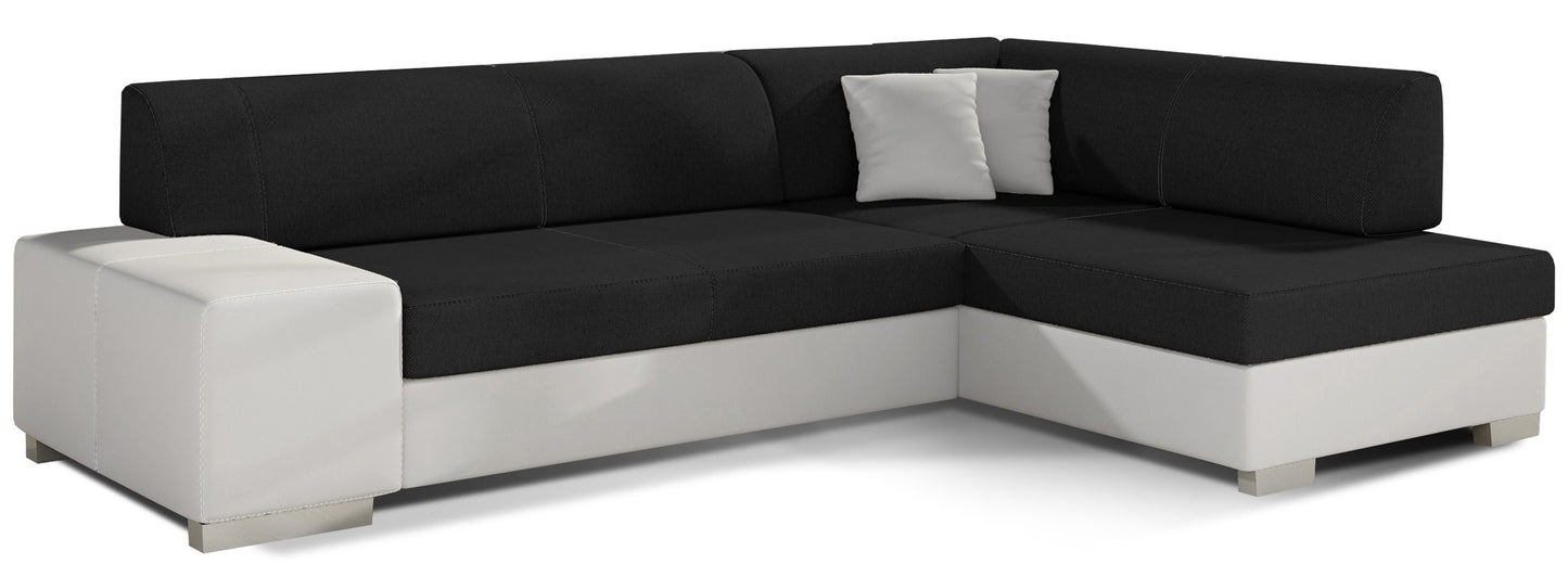 Sofa narożna prawa ELTAP, tkanina Sawana 14 czarny i Soft 17 biały – widok główny