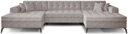 Szara sofa narożna Vertizo wykonana z materiału Marte 130 doskonale sprawdzi się w salonie, oferując komfortowe miejsce do relaksu oraz estetyczny wygląd dopasowany do różnych stylów aranżacji wnętrz