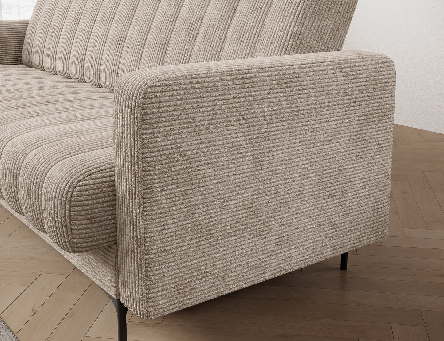 Boczny podłokietnik sofy Roneyy w tkaninie Jarell 18 – klasyczna forma i nowoczesne linie