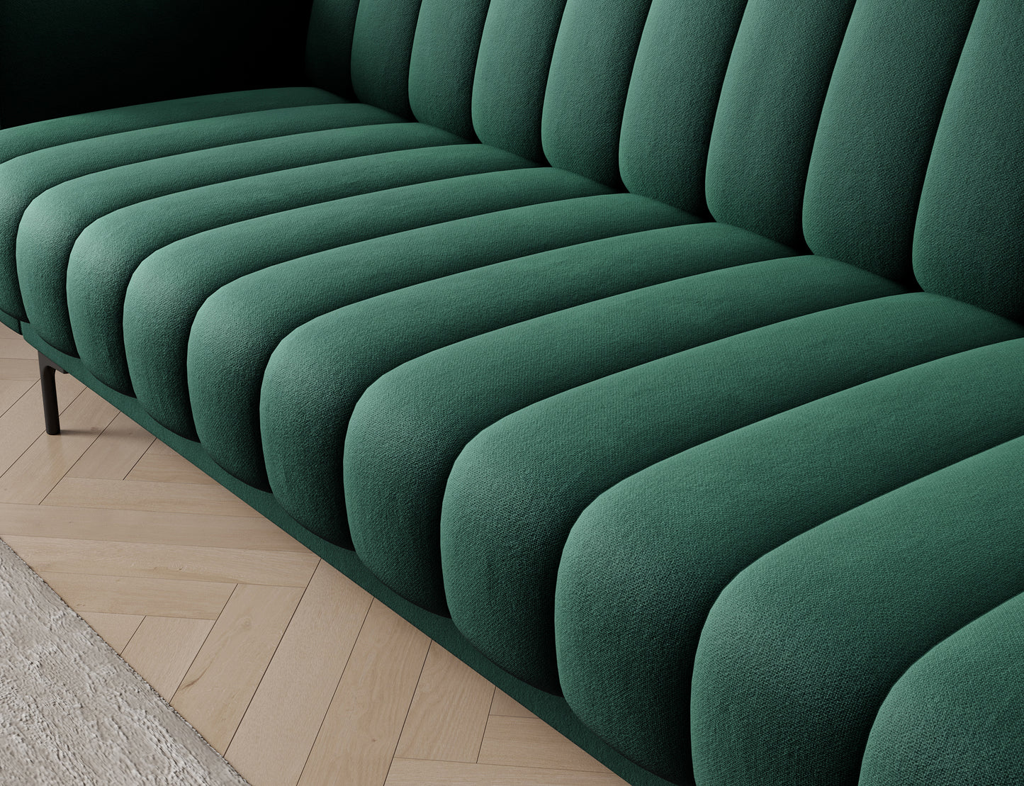 Segment siedziska sofy Roneyy Lukso 35 zielony z wyrazistym pikowaniem i miękką tapicerką tworzącą komfortową przestrzeń do siedzenia