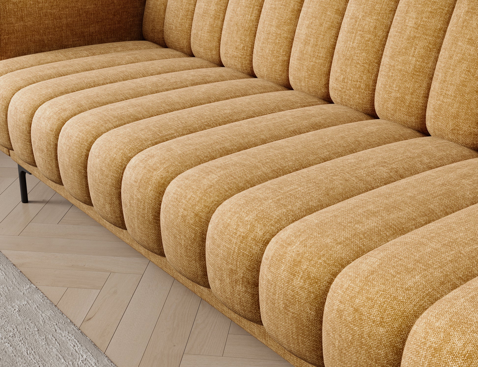 Wersalka Roneyy Manhattan 45 żółta – szerokie, miękkie siedzisko z głębokim pikowaniem, idealne do codziennego relaksu w salonie.