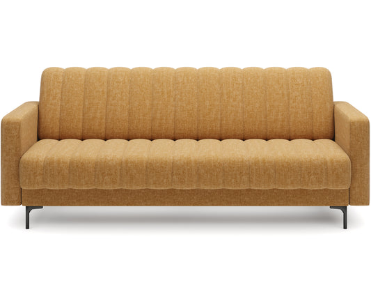 Żółta wersalka Roneyy Manhattan 45 w aranżacji – elegancka sofa do salonu z funkcją spania i pojemnikiem, styl modern soft.