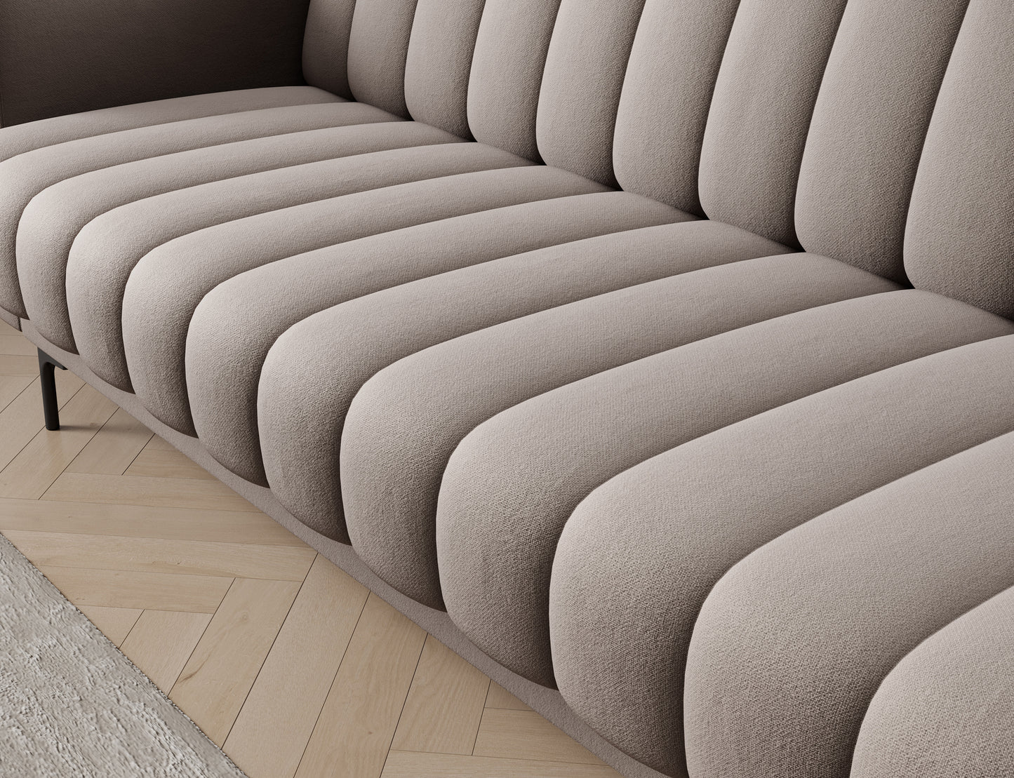 Wersalka Roneyy Sola 18 beżowa – zbliżenie na głębokie siedzisko z pianką T2540 i sprężyną falistą typu B dla codziennej wygody.