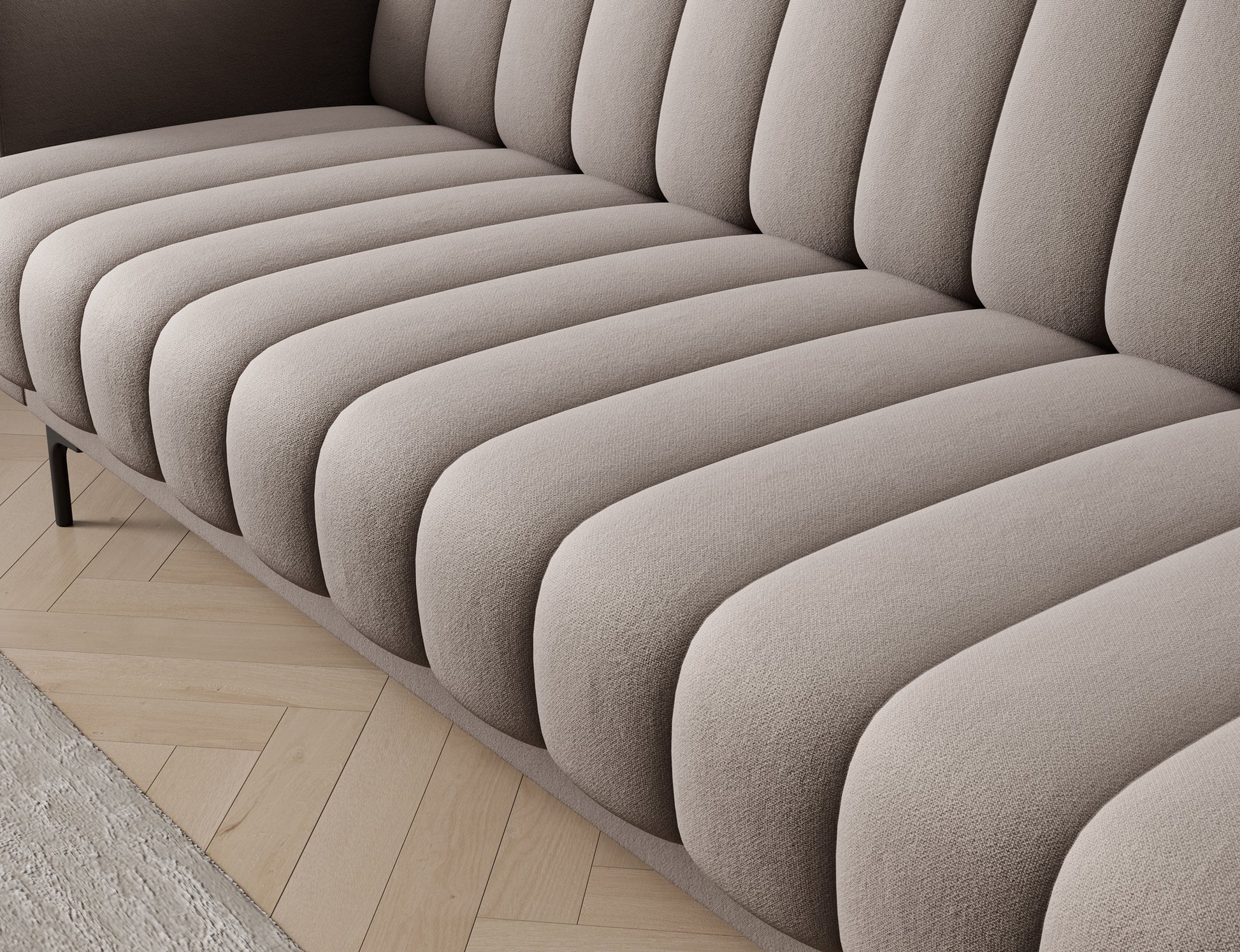 Wersalka Roneyy Sola 18 beżowa – zbliżenie na głębokie siedzisko z pianką T2540 i sprężyną falistą typu B dla codziennej wygody.