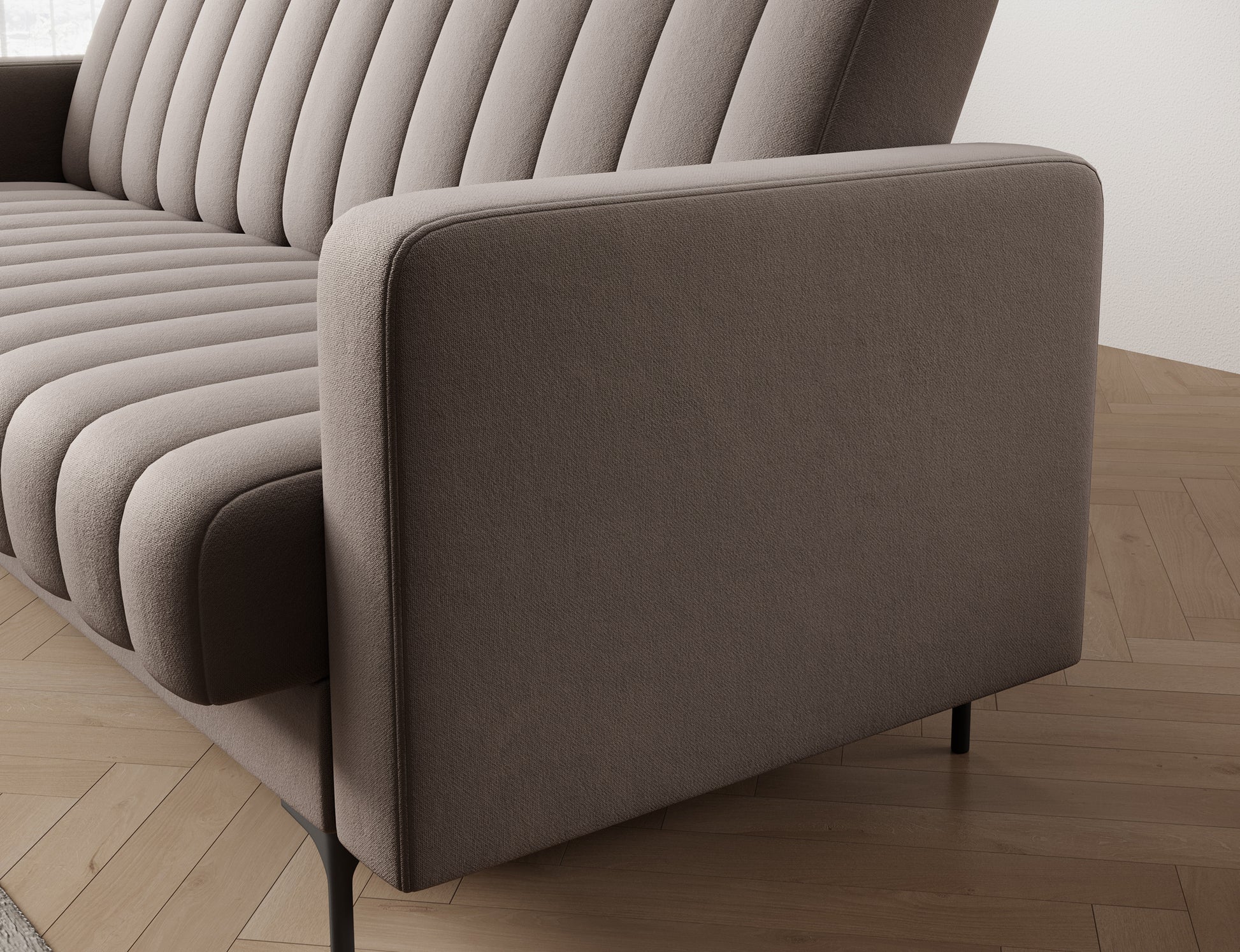 Zaokrąglony podłokietnik wersalki Roneyy Sola 18 beżowej – miękki, wygodny i dopracowany detal w stylu modern soft.