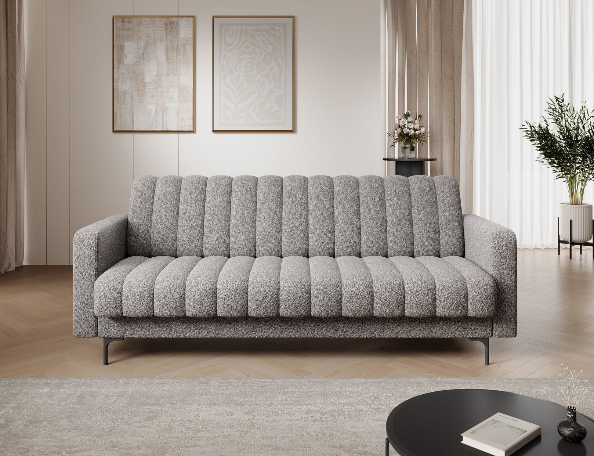 Sofa Roneyy Xillar 04 szary w pełnym kadrze – harmonijne proporcje, miękka forma i nowoczesna stylistyka.