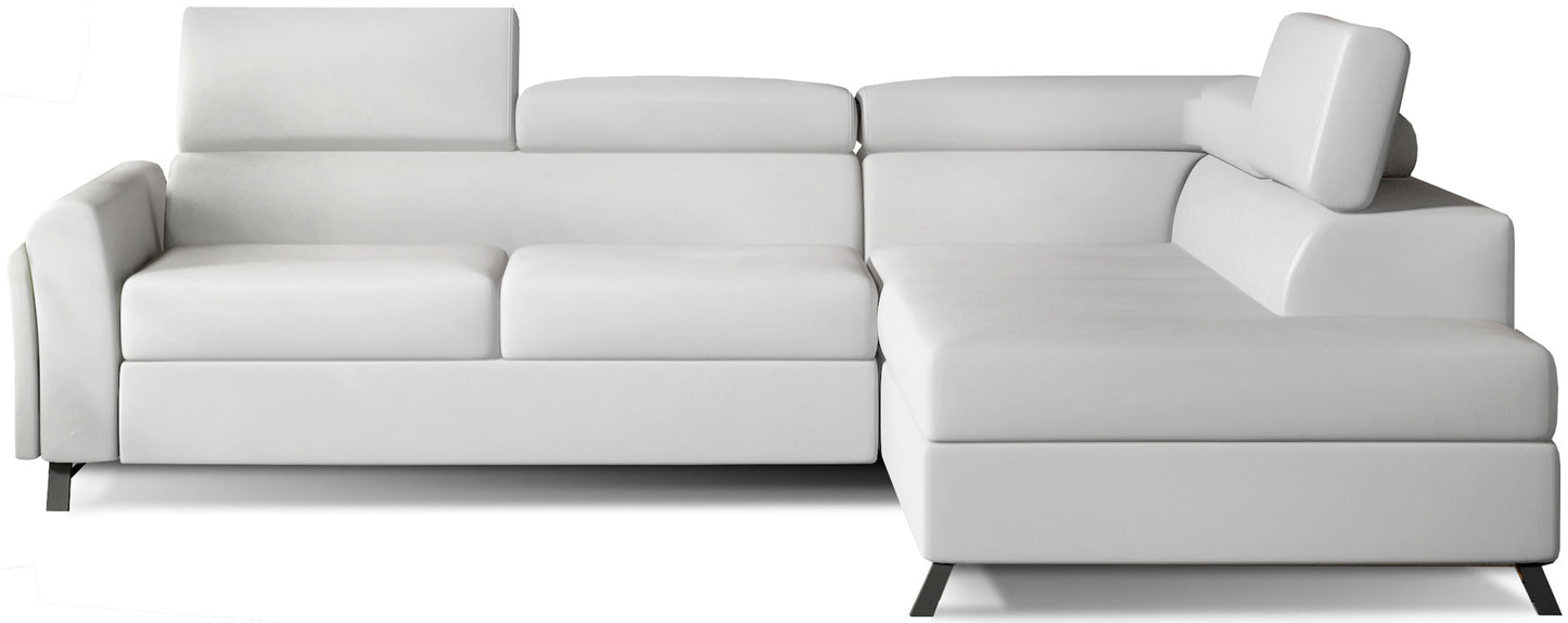 Sofa narożna Kairos Soft 17 biała z prawym układem wypoczynkowym oferuje komfortowe miejsce do relaksu, elegancką formę i uniwersalny styl do przytulnego salonu rodzinnego.