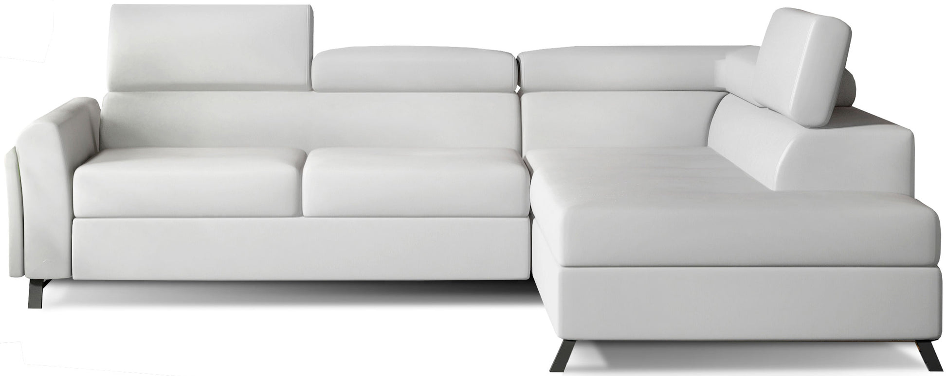 Sofa narożna Kairos Soft 17 biała z prawym układem wypoczynkowym oferuje komfortowe miejsce do relaksu, elegancką formę i uniwersalny styl do przytulnego salonu rodzinnego.