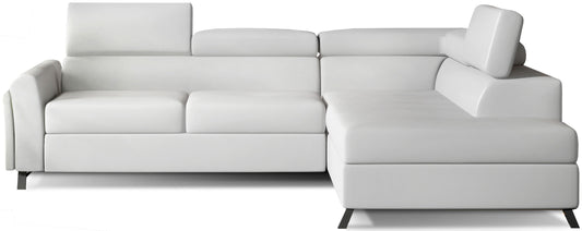 Sofa narożna Kairos Soft 17 biała z prawym układem wypoczynkowym oferuje komfortowe miejsce do relaksu, elegancką formę i uniwersalny styl do przytulnego salonu rodzinnego.