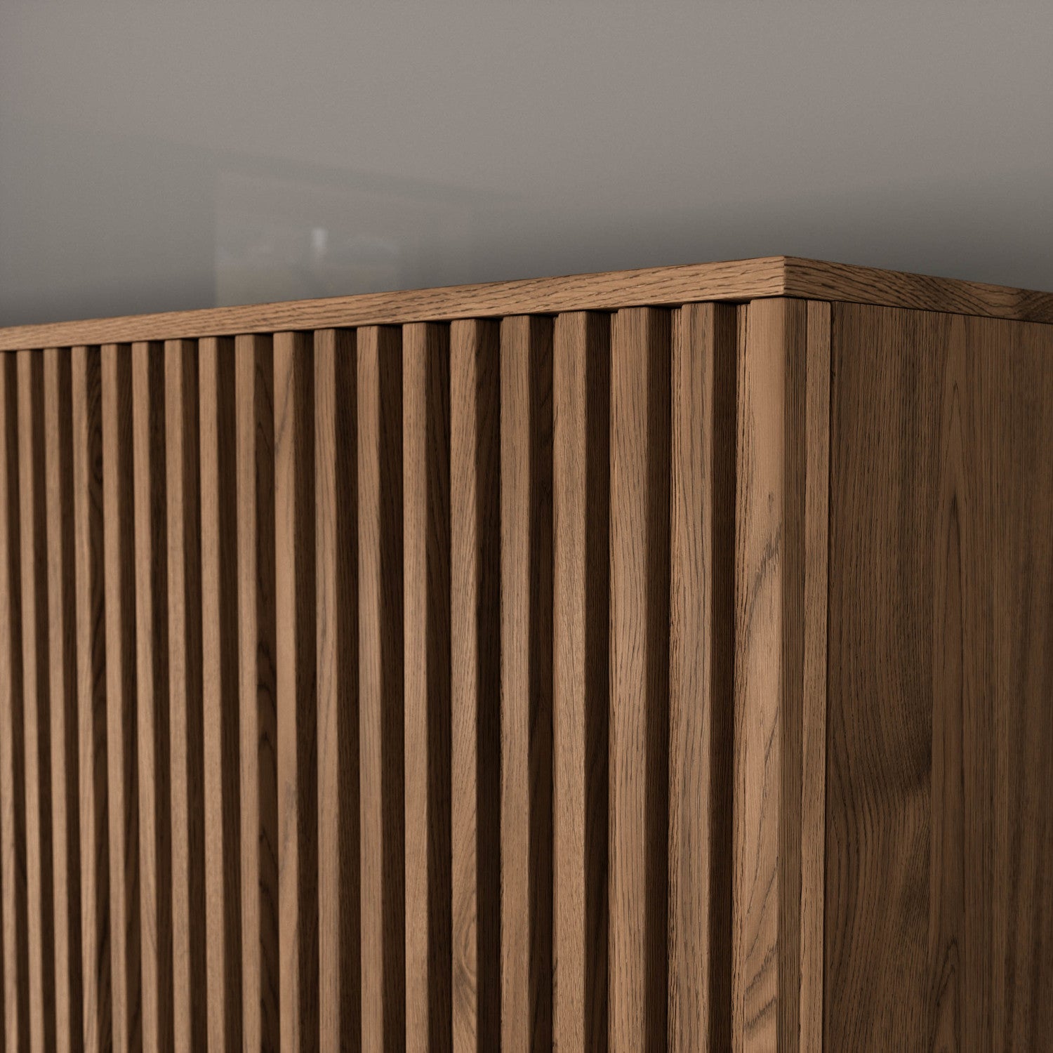 Lamele i krawędź ABS w szafie Entsian – detal.