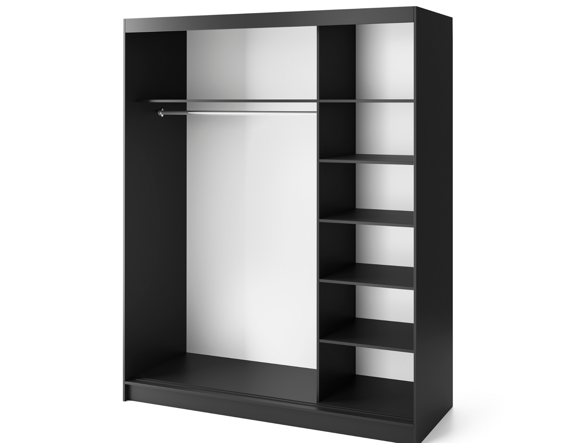 Trzydrzwiowa szafa Esville III czarny dąb artisan pod skosem. Styl nowoczesny, elegancki front i funkcjonalne miejsce na ubrania