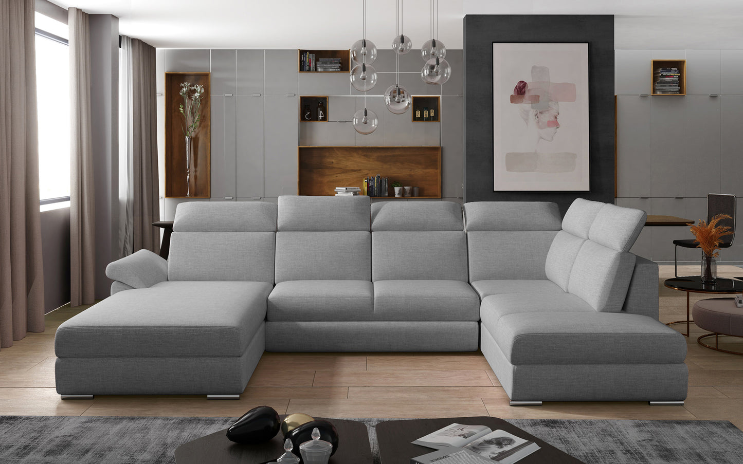 Szara sofa narożna Evanell wykonana z materiału Sawana 21 to praktyczny wybór do domu, który łączy komfortowe siedziska z trwałością i estetyką, tworząc przyjazne miejsce do codziennego relaksu dla całej rodziny