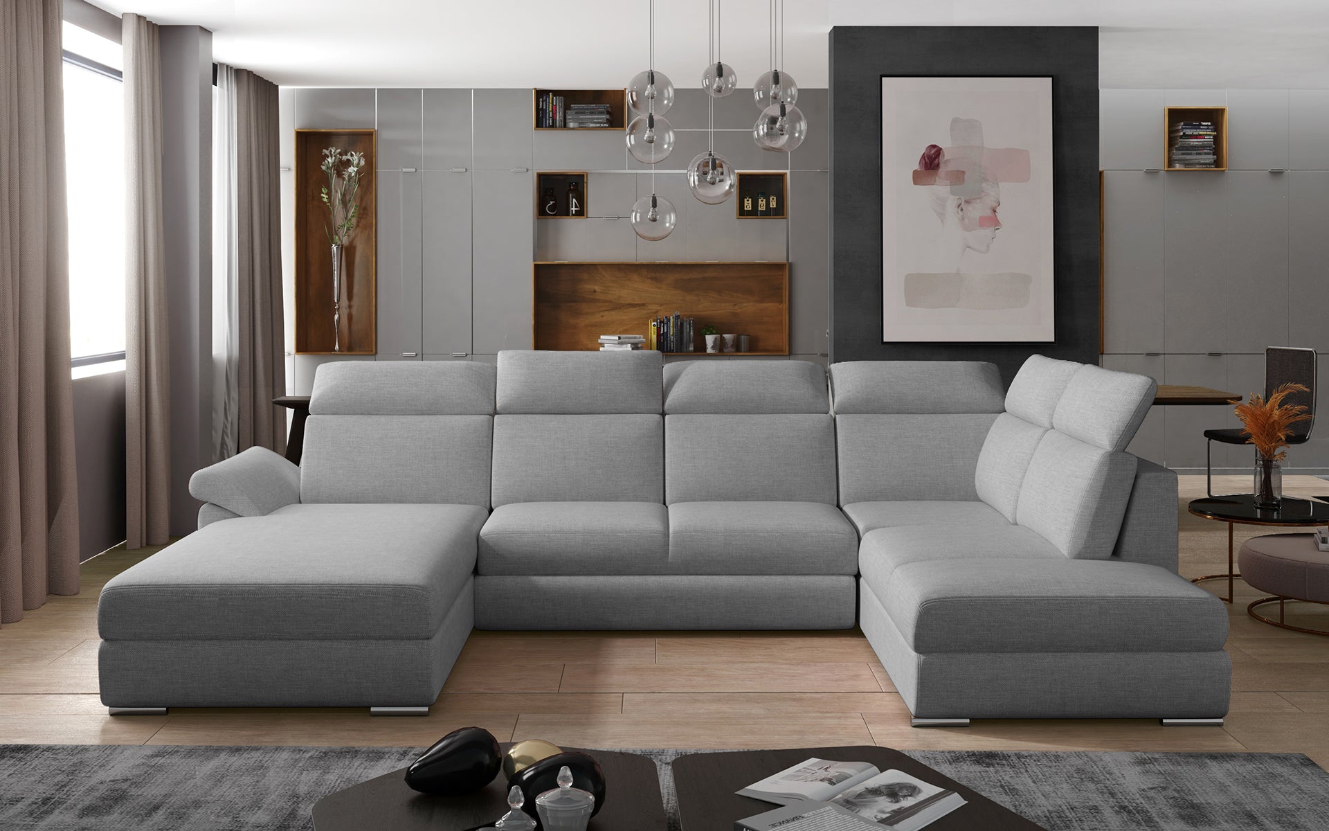 Szara sofa narożna Evanell wykonana z materiału Sawana 21 to praktyczny wybór do domu, który łączy komfortowe siedziska z trwałością i estetyką, tworząc przyjazne miejsce do codziennego relaksu dla całej rodziny
