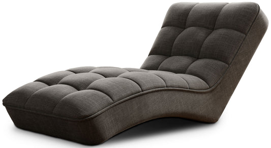 Szezlong Loren w kolorze Flores 04 szary, widok studyjny na białym tle, prezentujący pełną sylwetkę i eleganckie pikowanie mebla.