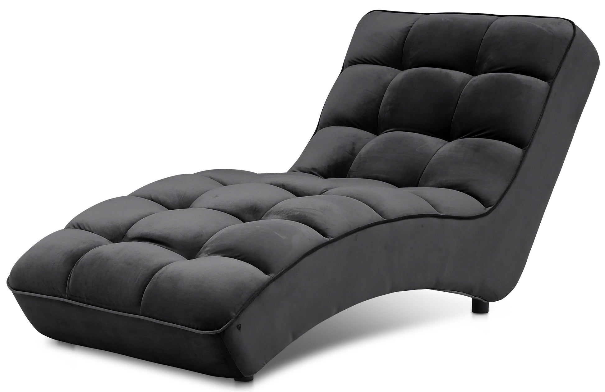 Szezlong Loren w kolorze Loco 10 czarny na białym tle, prezentujący miękkie pikowania i ergonomiczny kształt.