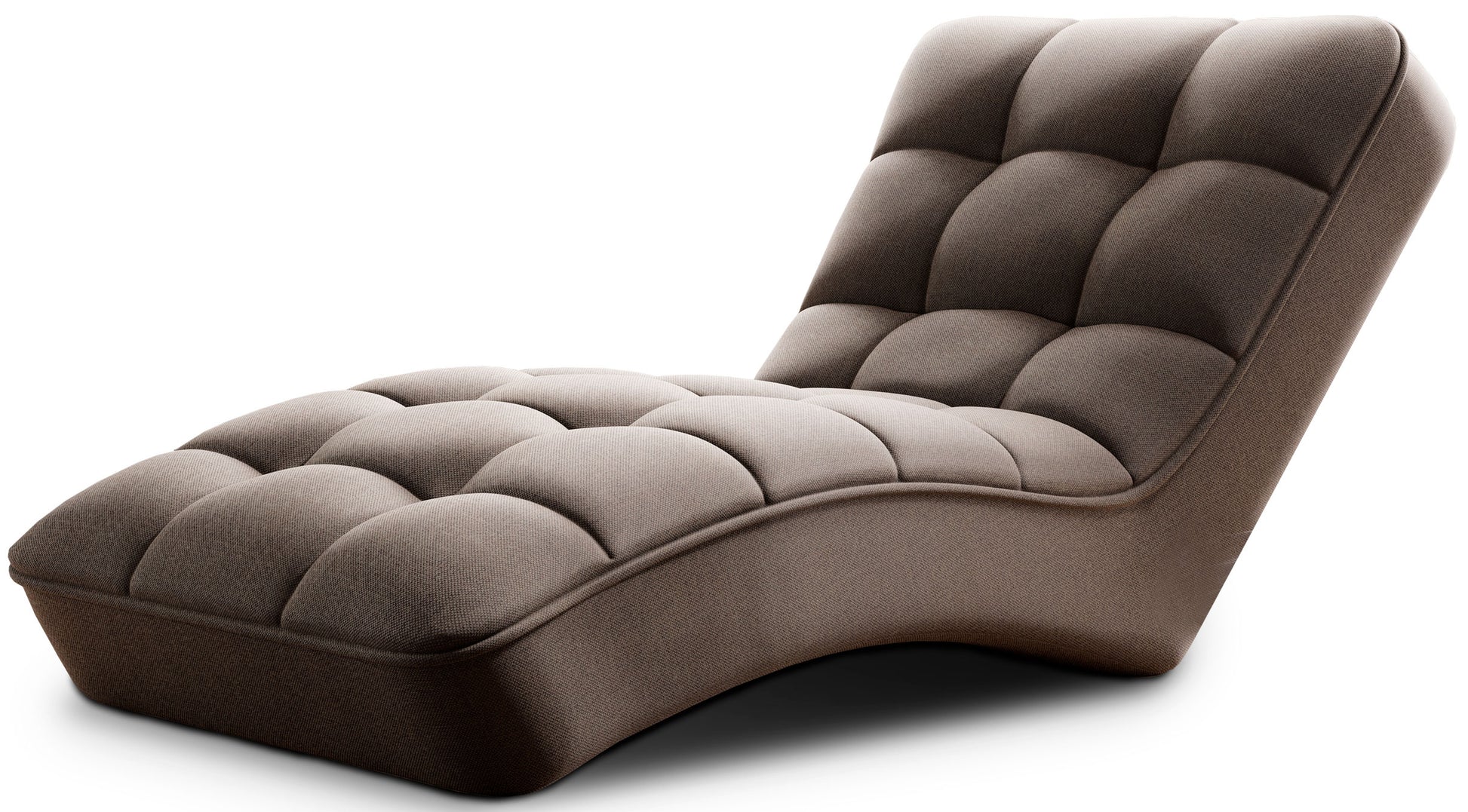 Szezlong Loren w kolorze Vero 18 jasnobrązowy, widok z przodu na białym tle, z pikowanym siedziskiem i wyprofilowanym oparciem zapewniającym komfort użytkowania.