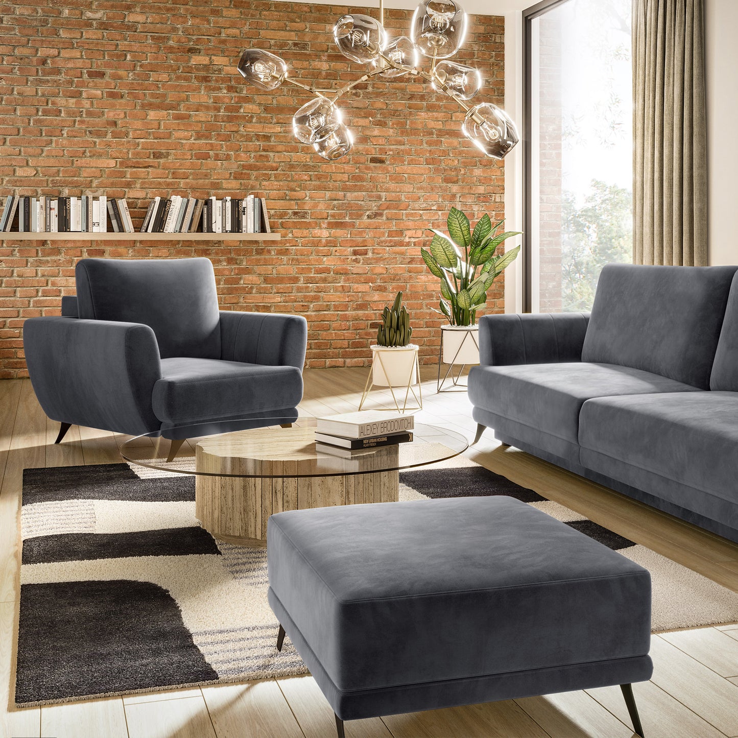 Pufa Megis Sola 06 w kolorze ciemnego szarego została wykonana z przyjemnej w dotyku tkaniny. Minimalistyczny design podkreśla elegancki charakter nowoczesnego wnętrza.