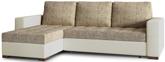 Uniwersalny narożnik z funkcją spania Newark wykonany w tkaninie Berlin 03 i Soft 33 prezentujący minimalistyczną formę oraz pikowane siedzisko. Designerski mebel wypoczynkowy do eleganckich i przytulnych wnętrz.