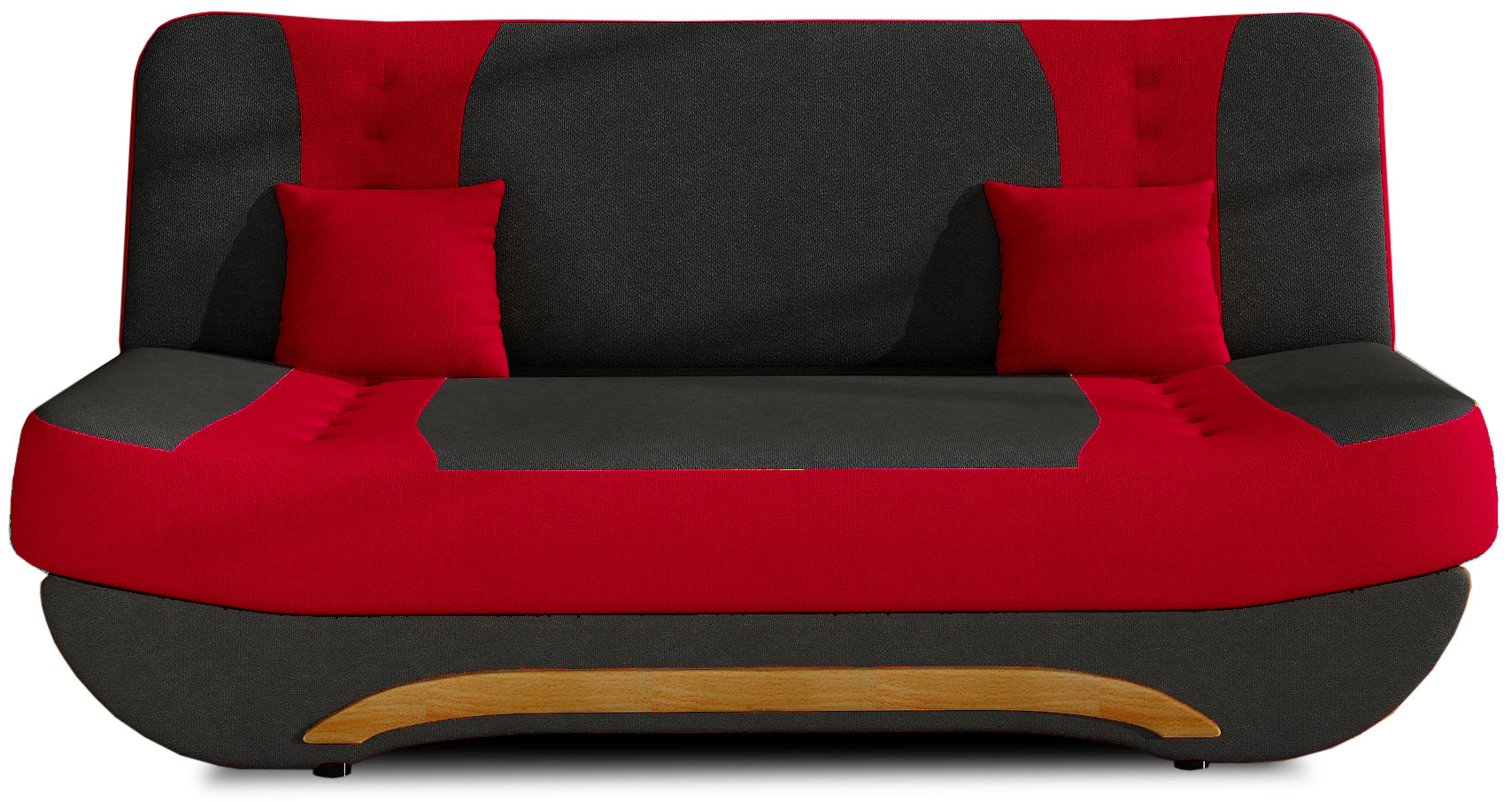 Wersalka Ewa II – przód, tkanina Alova 04 czarny z czerwonymi wstawkami Alova 46