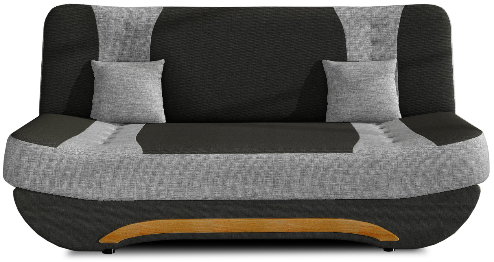 Wersalka Ewa II – widok z przodu, Sawana 14 czarny z wstawkami Sawana 21 szary