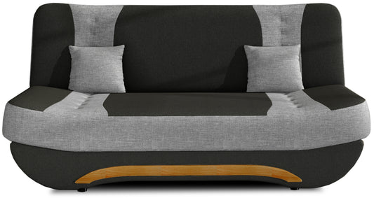 Wersalka Ewa II – widok z przodu, Sawana 14 czarny z wstawkami Sawana 21 szary