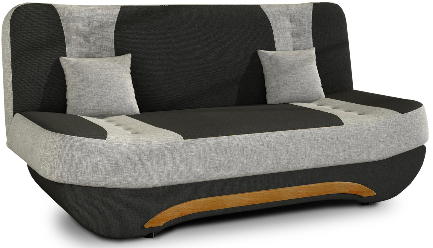 Wersalka Ewa II – ujęcie z góry, akcenty Sawana 21 szary na czarnym Sawana 14