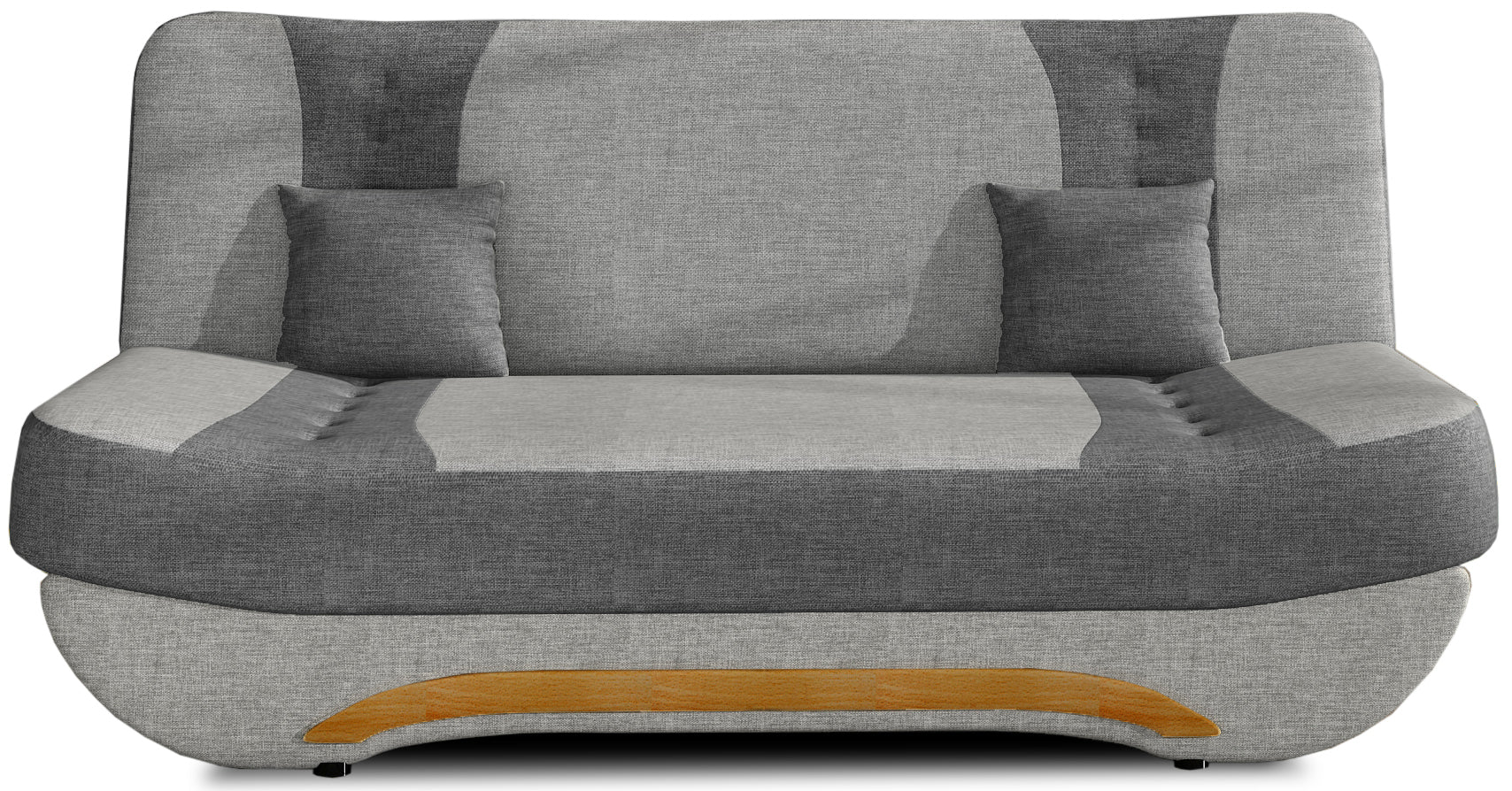 Wersalka Ewa II – front, tkanina Sawana 21 szary i Sawana 05 ciemnoszary, packshot na białym tle