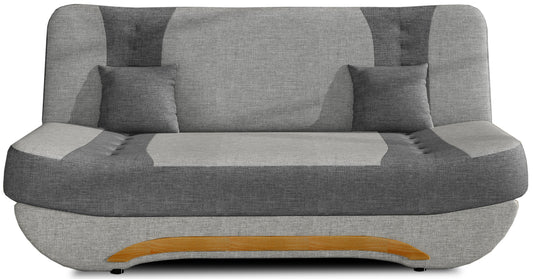 Wersalka Ewa II – front, tkanina Sawana 21 szary i Sawana 05 ciemnoszary, packshot na białym tle