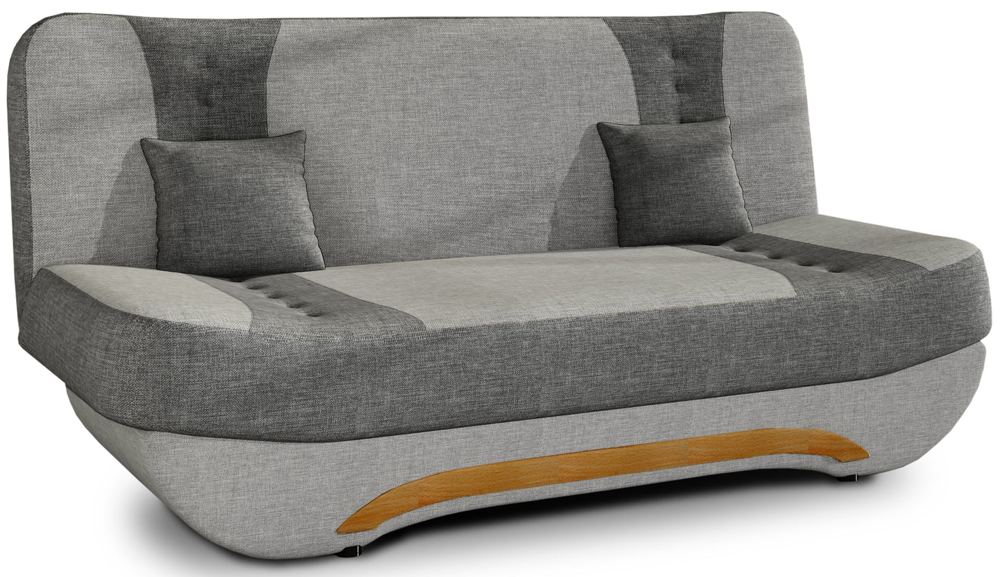 Wersalka Ewa II – ujęcie perspektywiczne, tkanina Sawana 21 szary i Sawana 05 ciemnoszary, na białym tle